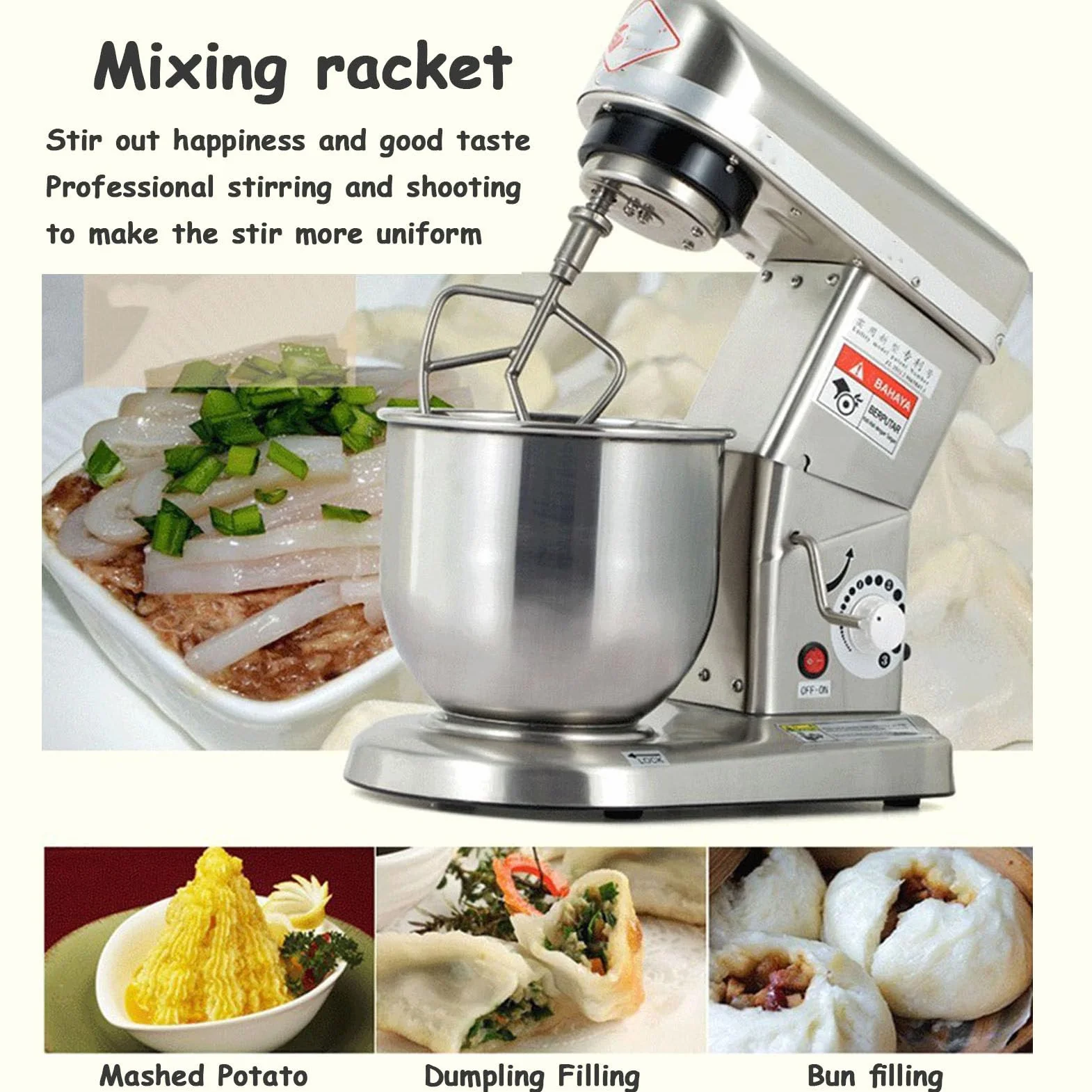 Elektrischer Standmixer mit mehreren Geschwindigkeiten und Aufsätzen zum Backen und Teigzubereiten