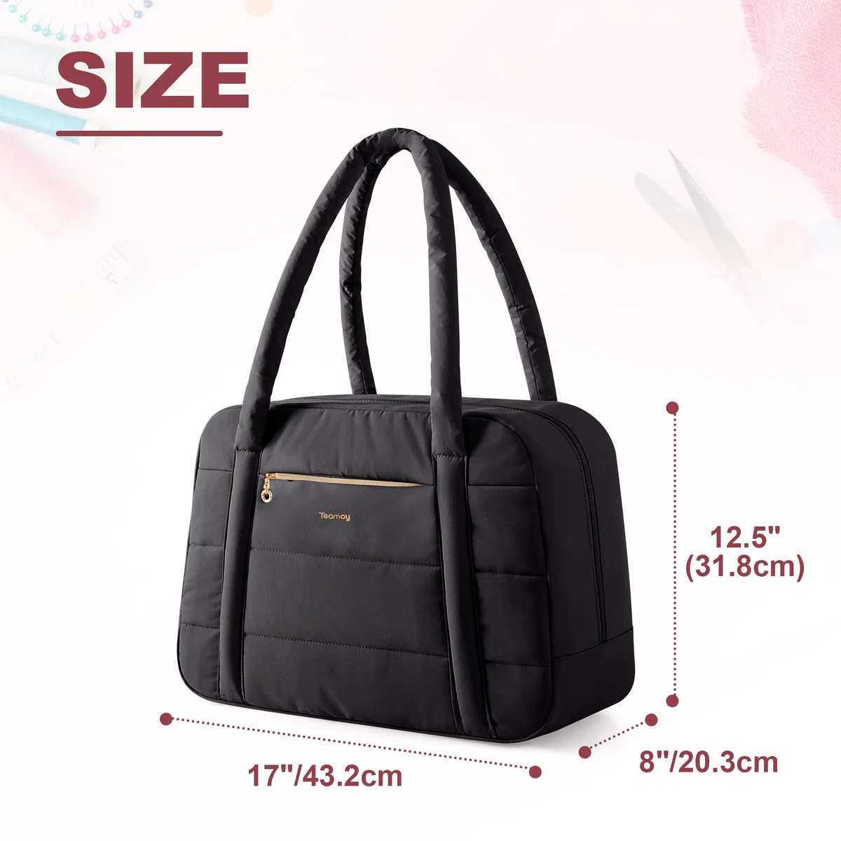 Teamoy Tasche für Nähmaschine, Nähmaschinentasche mit Mehreren Fächern und Trolley-Hülle für die Meisten Gängigen Haushaltsnähmaschinen und Nähmaschine Zubehör, Schwarz