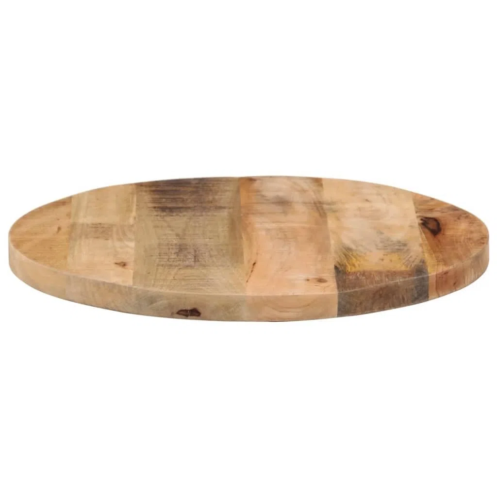 vidaXL Tischplatte, Holzplatte für Tisch Esstisch Couchtisch, Ersatztischplatte Rund, Massivholzplatte, Ø 50x3,8cm Raues Massives Mangoholz