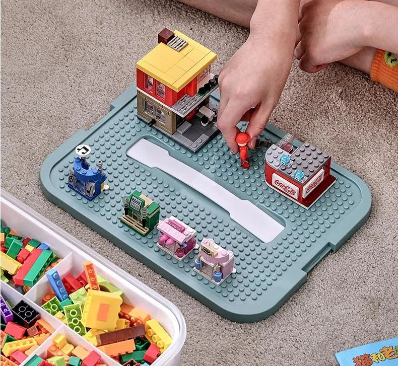 Dreifach Aufbewahrungsbox für Lego Bausteine Ablagefächer Stapelbar Kisten Spielzeug Aufbewahrung mit Deckel Stapelboxen Kunststoff Sortierboxen Kleinteile Transparent (box only)