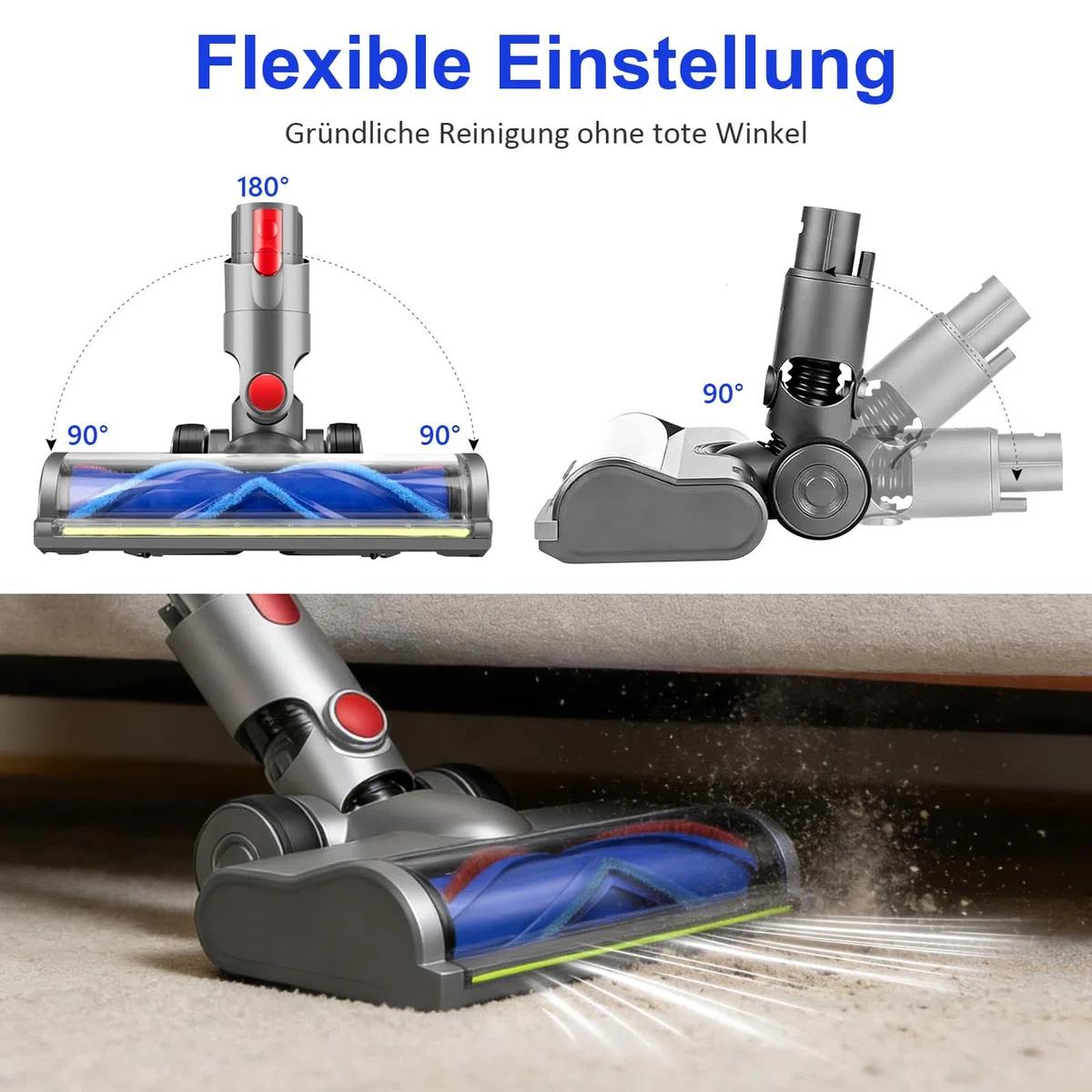 Bürste Kompatibel für Dyson V7 V8 V10 V11 V15 Staubsaugern Ersatzteil Bodenbürste, Direktantrieb Reiniger Kopf mit Staubdetektionsfunktion, Austauschbarer Bürstenkopf für Parkett/Hartböden/Teppiche