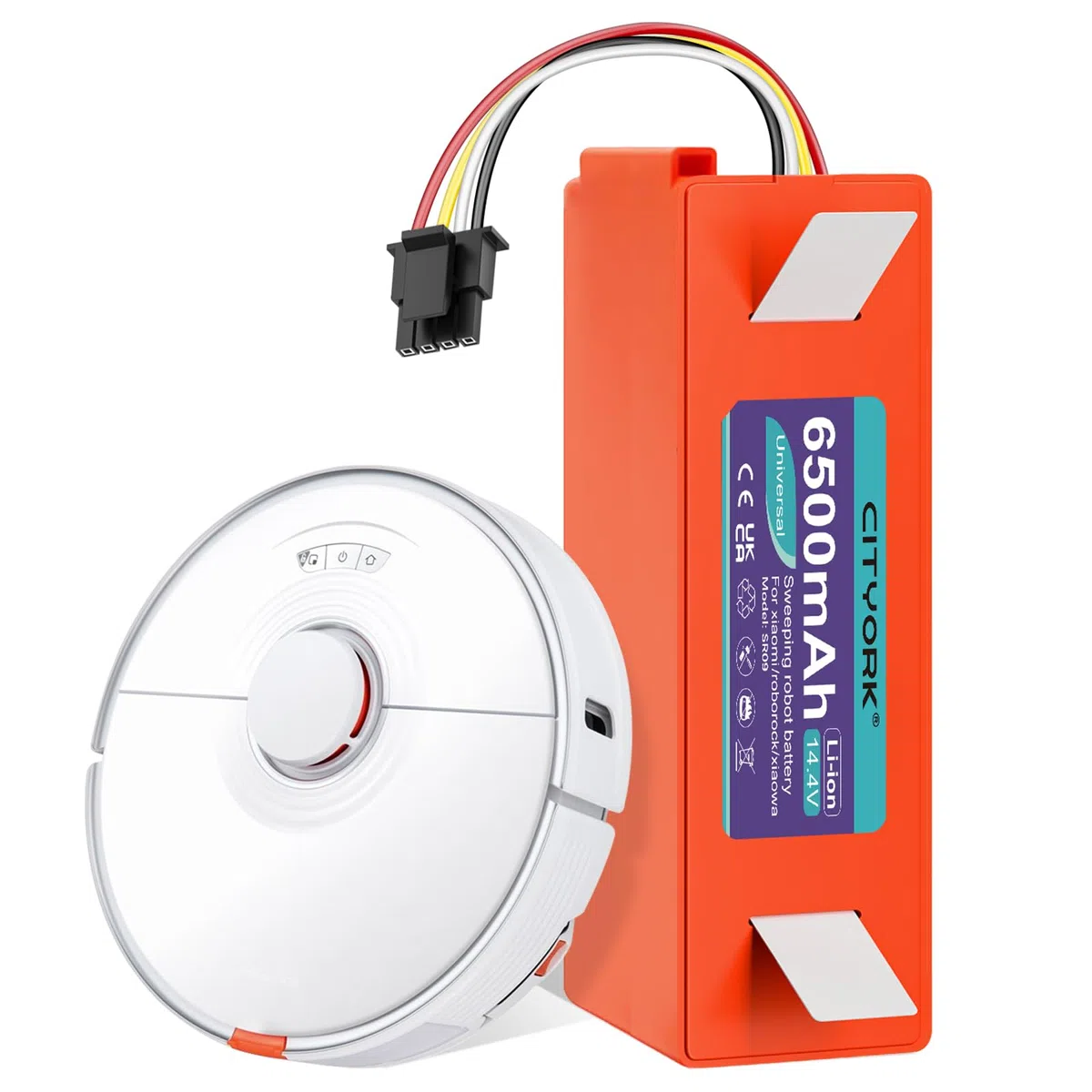 CITYORK Li-ion Ersatz Akku für Roborock S7 S6 S5 S50 Max/MaxV/MaxV Ultra/Pure Xiaomi Roboter Staubsauger Ersatzakku, für Roborock Q5 Q7 S8 Pro/Max+ Mijia 1.und 2. Generation Akku- 14,4 V 6500mAh