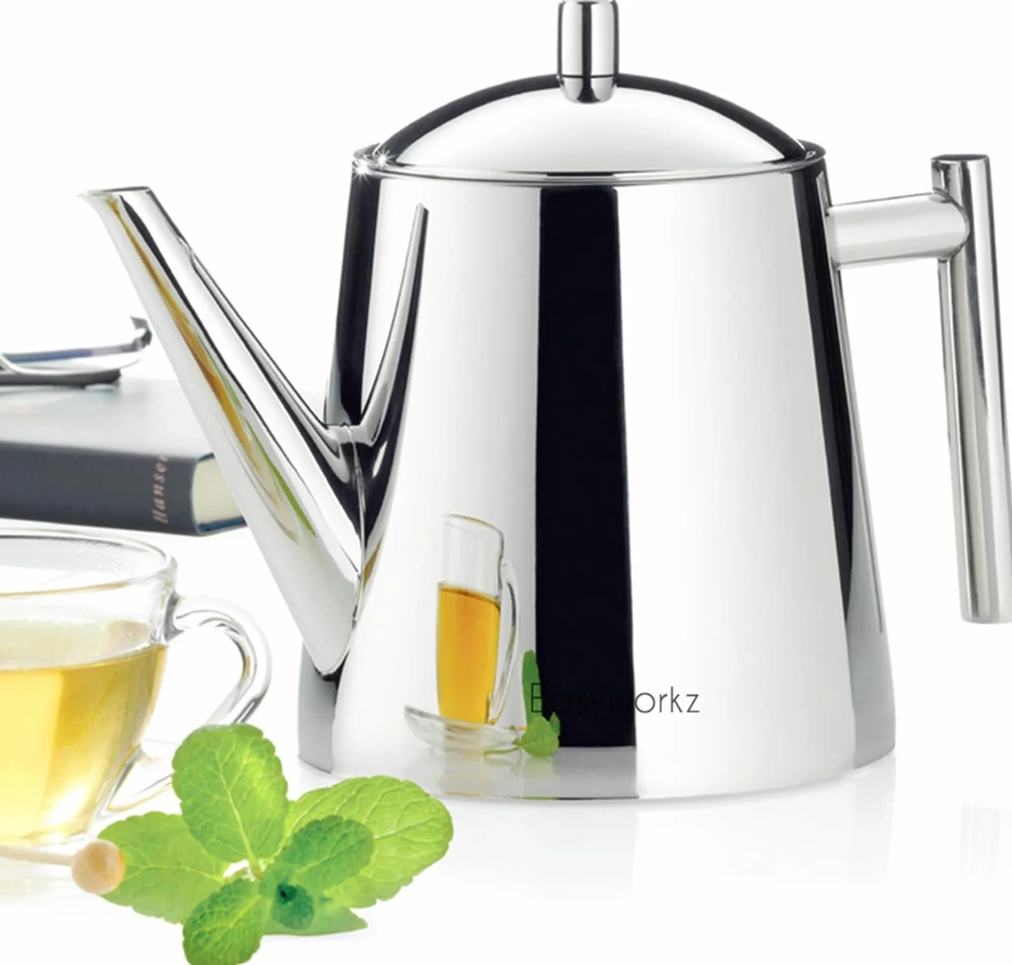 Easyworkz Teekanne mit Siebeinsatz 1500ml Edelstahl,Teebereiter für alle Früchte, Kräuter- und Infusionstee
