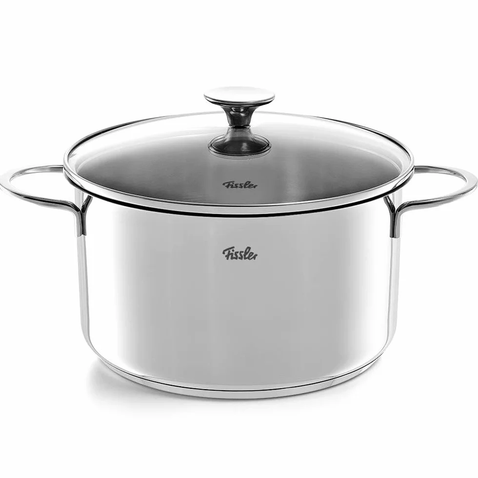 Fissler Copenhagen/Edelstahl-Topfset, 4-teilig, Kochtopf-Set, Töpfe mit Glas-Deckel, 3 Kochtöpfe, 1 Bratentopf - Induktion
