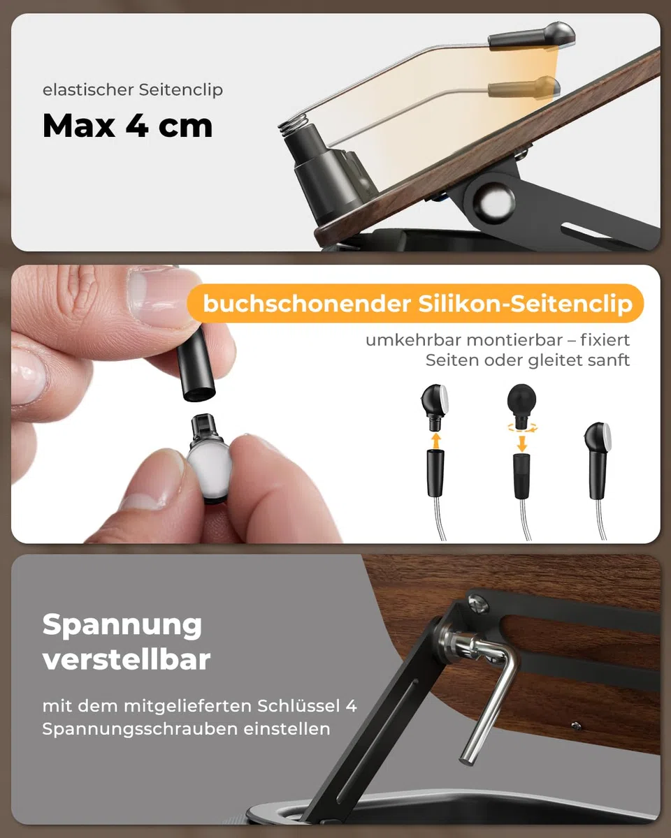 SupeDesk Buchständer zum lesen, verstellbarer Buchhalter Leseständer für Bett,Sofa,Schreibtisch, weicher Sitzsack Lesekissen mit Seitenclip & Stauraum,faltbar,freihändig,Essentials für Bücherliebhaber