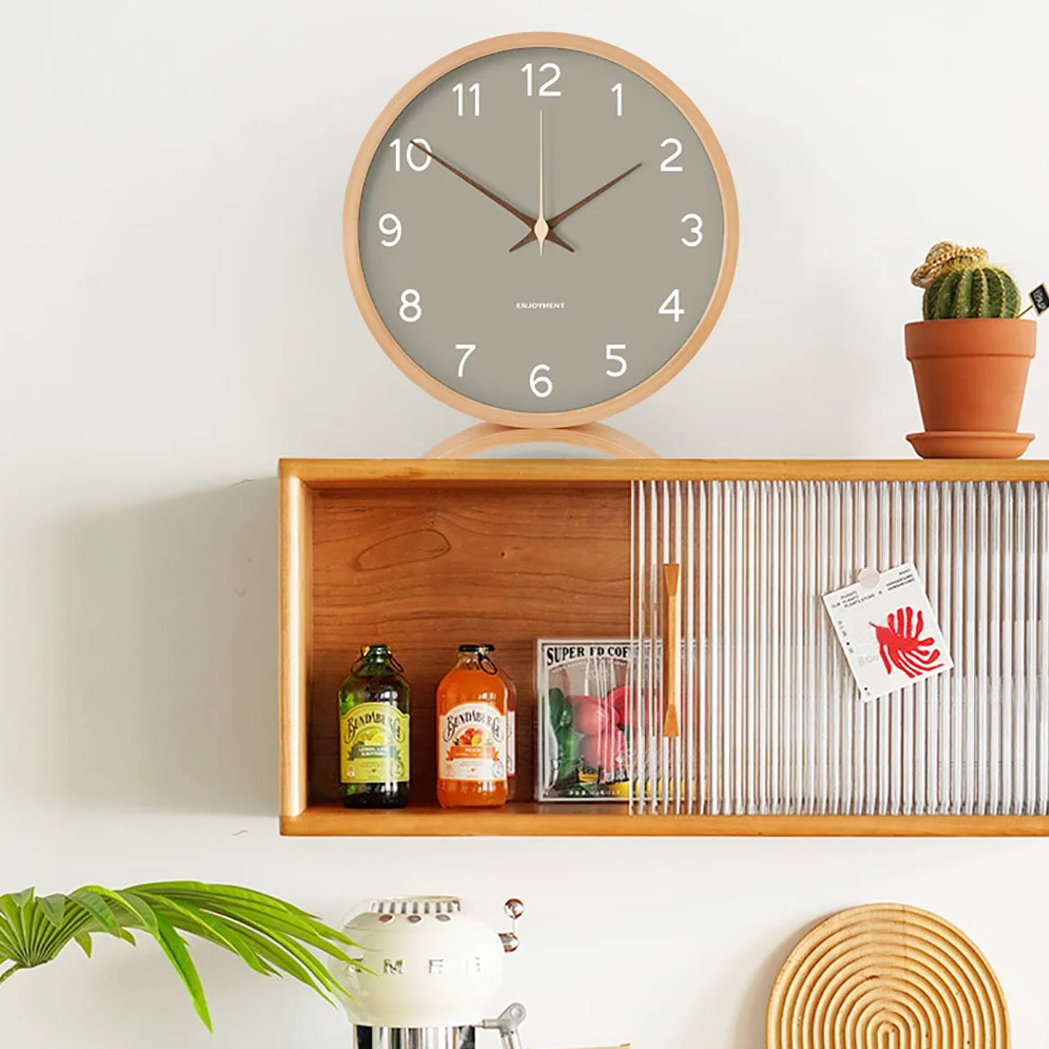 Maxspace Tischuhr Analog, 21cm Holz Batteriebetrieben, Ohne Ticken für Schlafzimmer Büro Wohnzimmer Deko Modern
