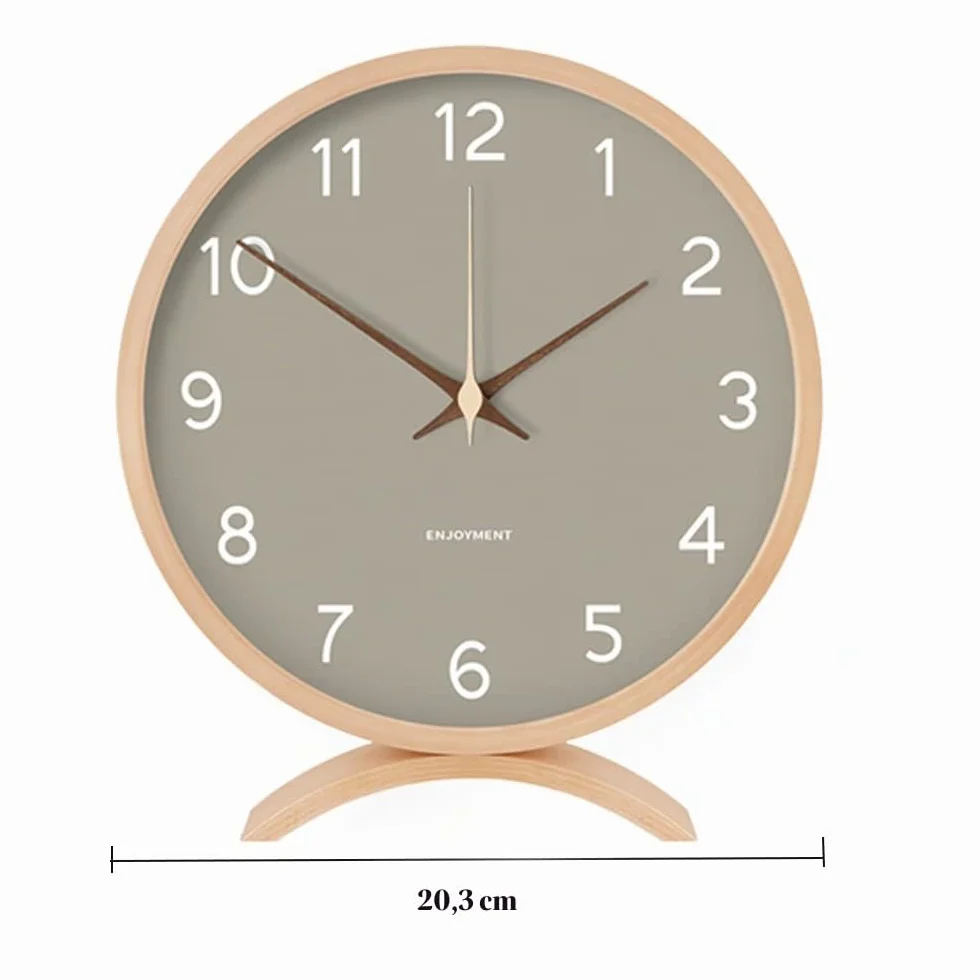 Maxspace Tischuhr Analog, 21cm Holz Batteriebetrieben, Ohne Ticken für Schlafzimmer Büro Wohnzimmer Deko Modern