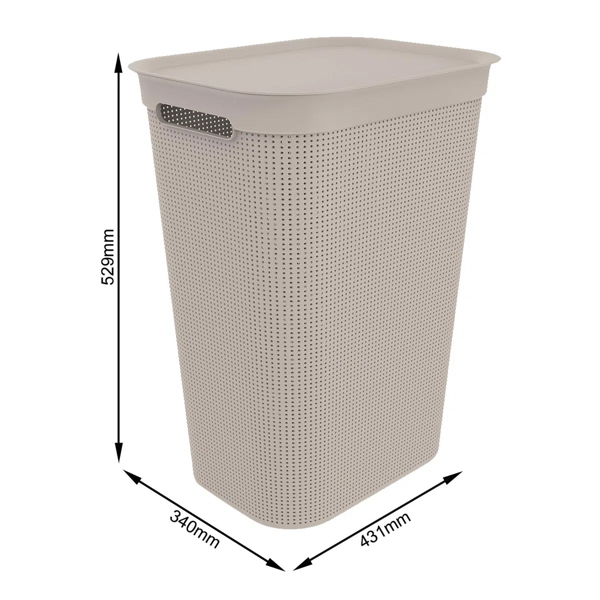Rotho Brisen 2er-Set Wäschesammler Kunststoff mit Deckel 50l | schmaler Wäschekorb mit Deckel | mit Belüftungslöchern | robust & langlebig | einfach zu reinigen & hygienisch | beige