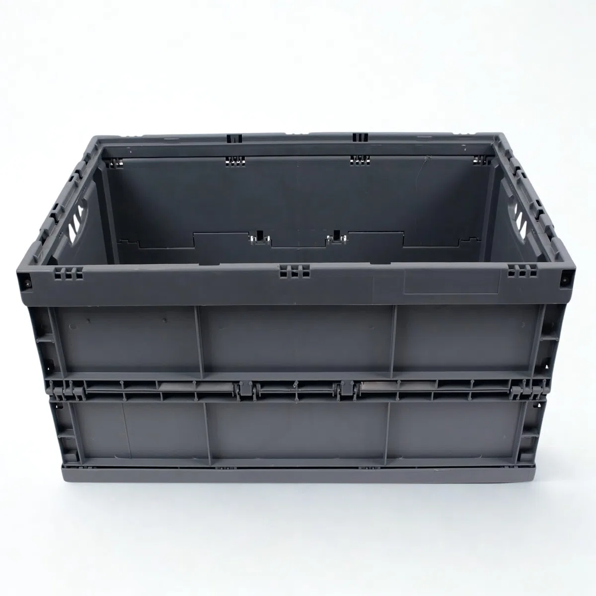 Klappbox stabil faltbar, Klappkiste groß 60L, Made in Germany, TÜV zert., Transportkiste klappbar, Faltbox mit Griff, 60x40x32 cm, Traglast bis 50kg, Grau