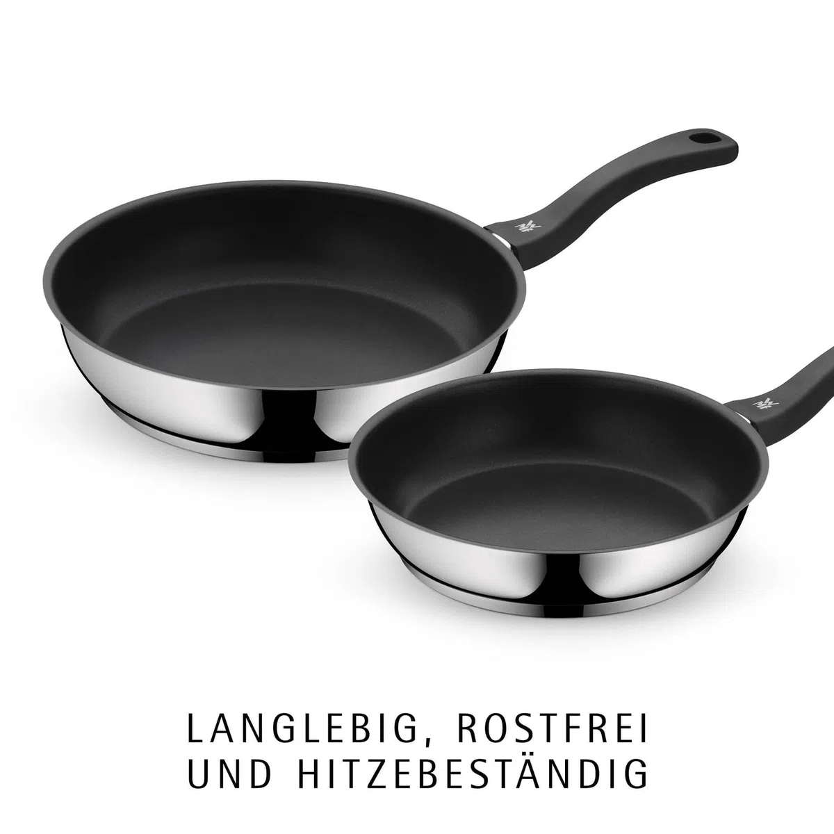 WMF Devil Pfannenset Induktion 2-teilig – Bratpfannen 24, 28 cm – Edelstahl Cromargan Antihaft Pfannen Set, beschichtet, spülmaschinengeeignet, backofenfest, hitzebeständig und kratzfest